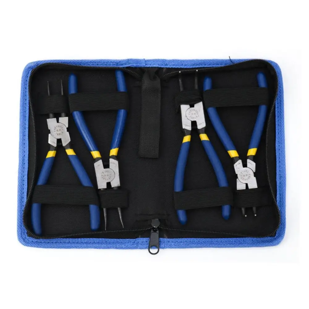 

4Pcs Professional Circlip Pliers Set External Straight Snap Ring Pliers Internal Spring Cave Ring 7'' Long Nose Plier