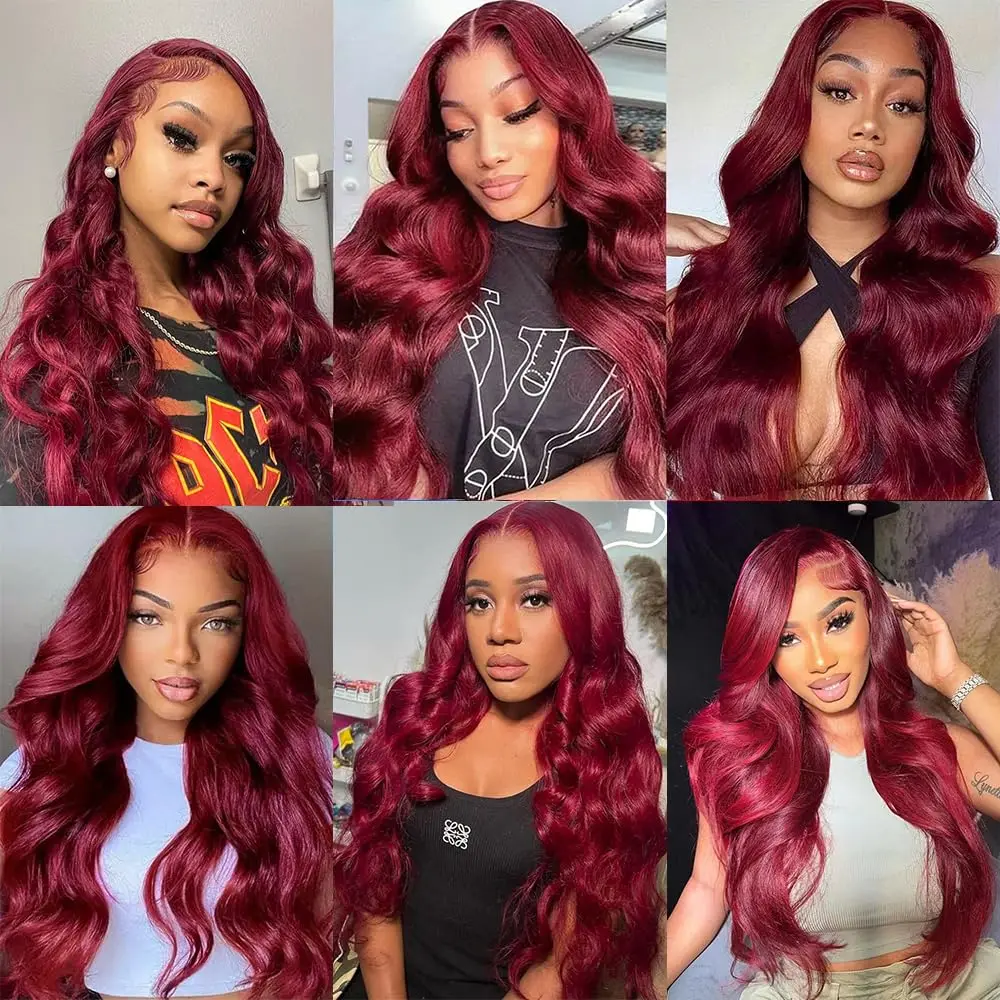 30 32 Inch 99j Body Wave Human Hair Bundles 16A 4/5/6 Bundles Burgundy Red Colored Unprocessed Human Hair Extensions For Women