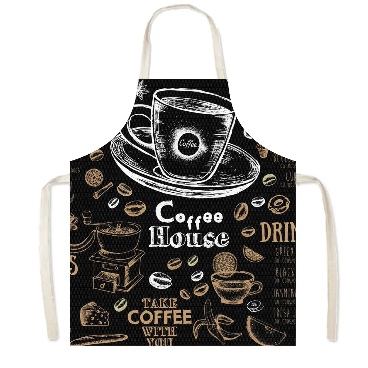 Coffee Hamburger Cooking Aprons Delicious Food Women Pinafore Home Cleaning Clothing Chef Kitchen Baking Apron Cleaning Tool