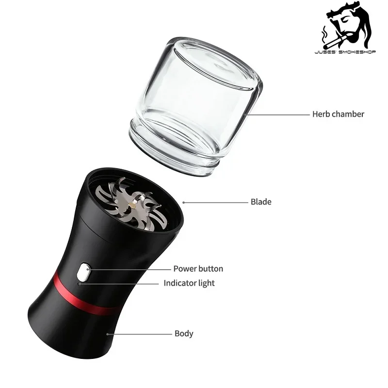 Portable Electric Herb Grass Grinder with Glass Storage Tobacco Jar High Quality Herbal Crusher Grinders for Smoking Accessories