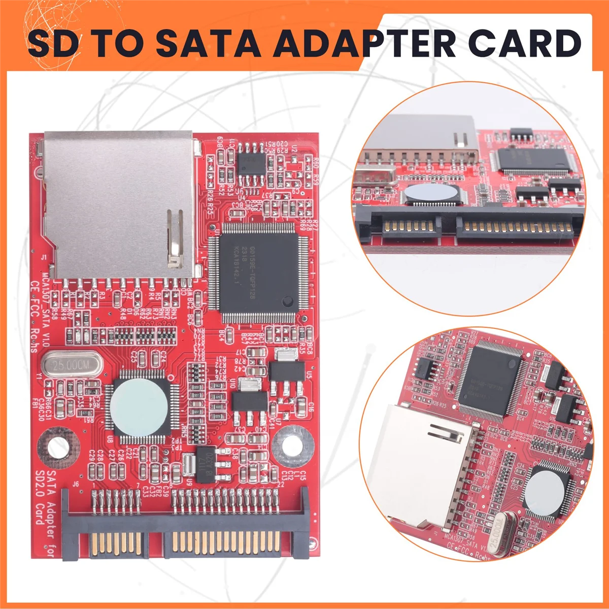 T88C MMC SD SDHC 2.0SATA から SD 高速アダプタカード SD カードから SATA アダプタ HDD セキュアデジタル変換アダプタ