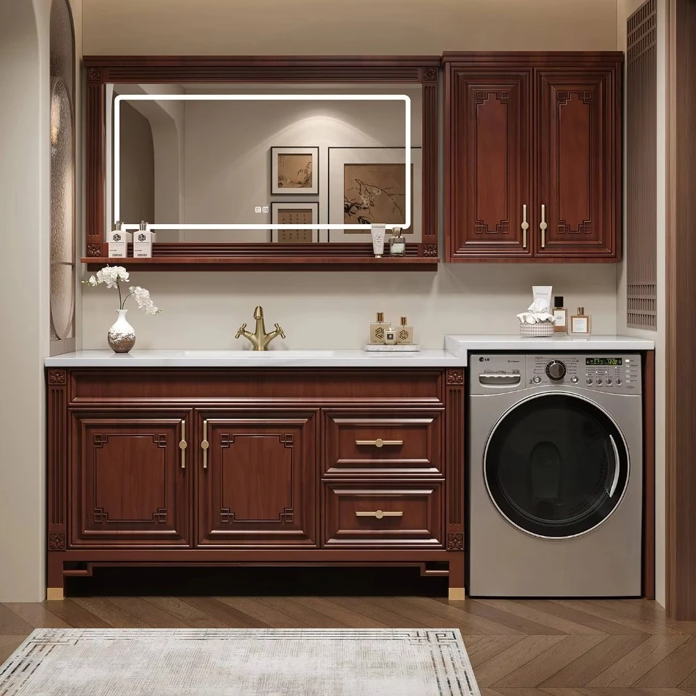 New Chinese Oak Bathroom Vanity with Toilet and Wash Basin Freestanding for Apartment Use Eco Friendly Durable