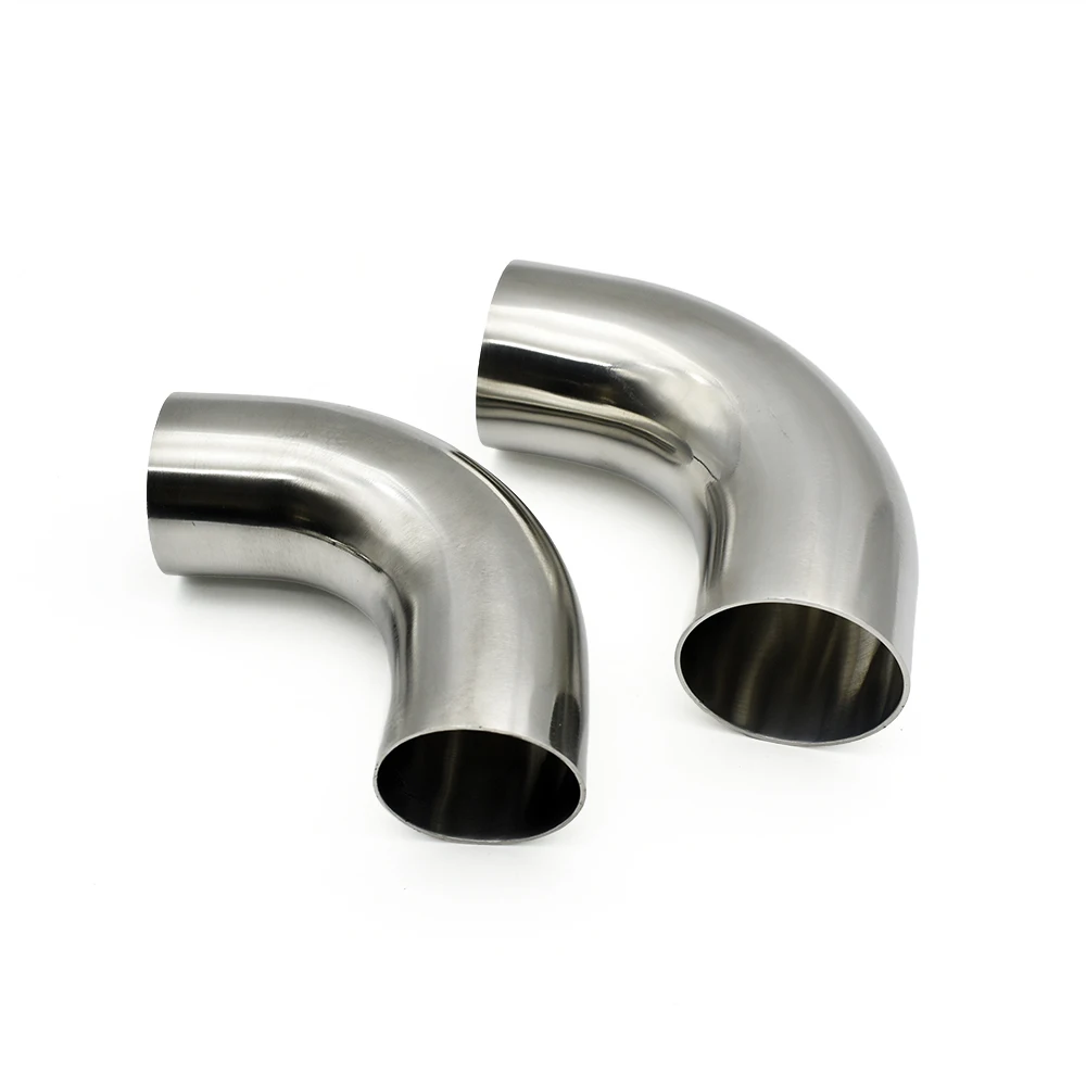 19mm-108mm SS304/316 Stainless Sanitary  90 Degree Elbow Lengthen  Seamless Welding Pipe Fitting  polishing Food grade