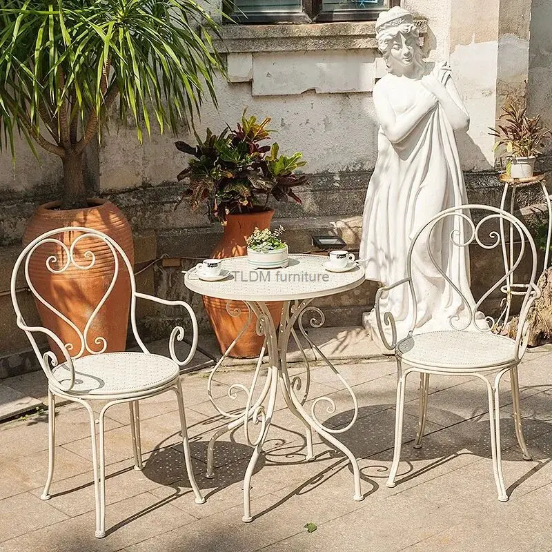 Europese Retro Ijzeren Tuinmeubelen Sets Buiten Binnenplaats Tuin Balkon Tafel En Stoel Set Café Eettafel En Stoelen Z