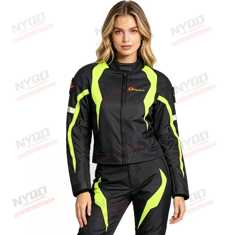 

Motorcycle Riding Suit for Women, Thickened, Warm, Windproof, Waterproof, All Season Green Anti Fall Set