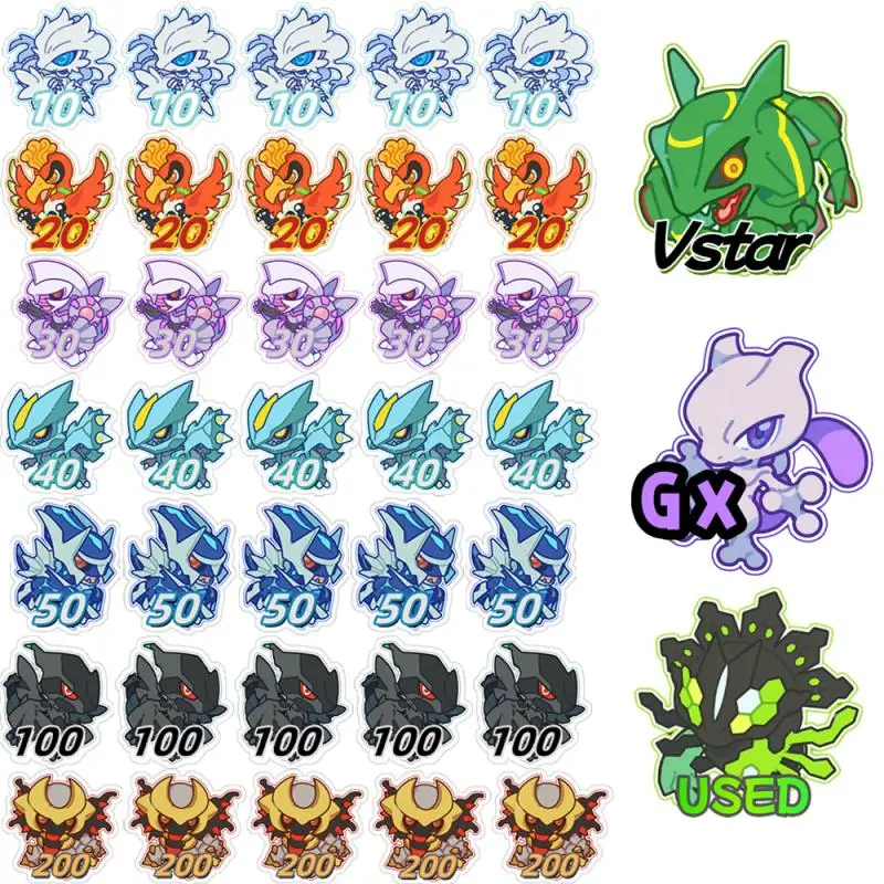 Pokemon Ptcg Damage Counter Self Made Mythical Beast Series Ho-Oh Dialga Palkia Rayquaza Mewtwo Anime Trading Cards Game Props