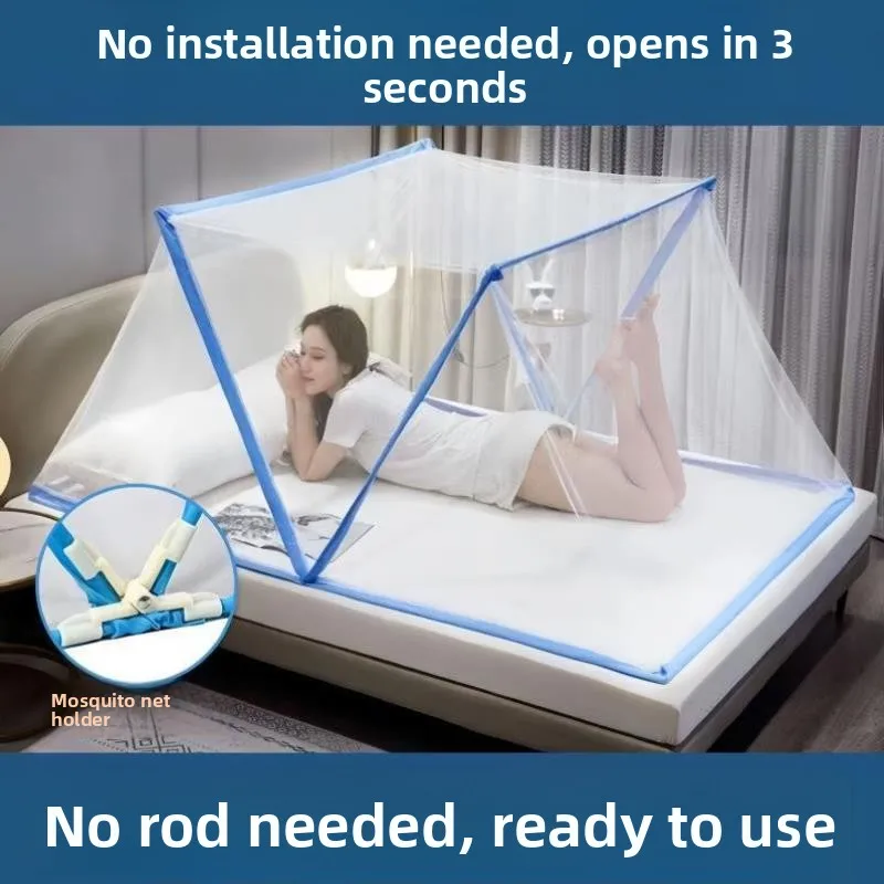 شبكة ناموسية على الطراز الريفي، تصميم محمول قابل للطي، خيمة سفر لشخص واحد، نافذة شبكية، لا يتطلب تركيب لغرفة النوم