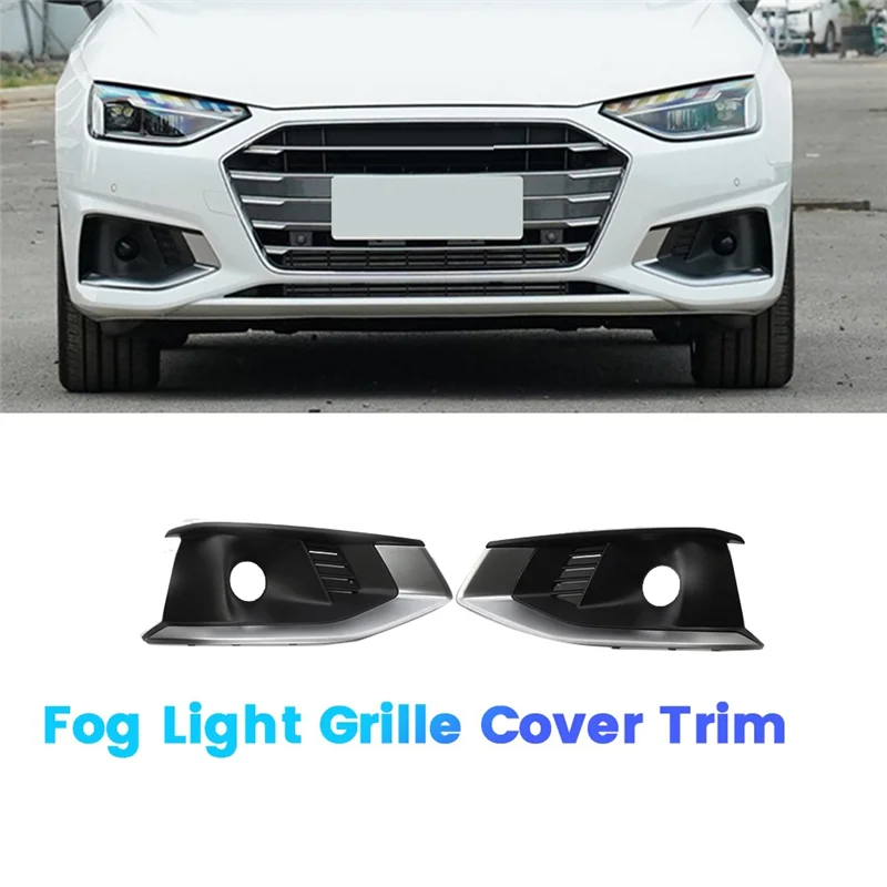 

NEW-1Pair Front Bumper Fog Light Grille Cover Bezel Trim 8WD807681L 8WD807682L For A4 B9 2020-2022 Lower Pillar Cover