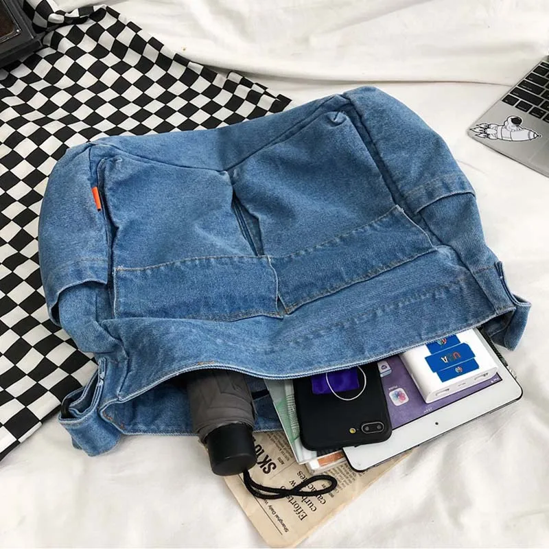 MEDIOW Preppy Style Messenger sacs pour femmes sacs à main et sacs à main de créateur de luxe 2023 nouveau en Denim plusieurs poches sac à bandoulière en tissu moyen haute qualité livraison gratuite L'expédition rapide