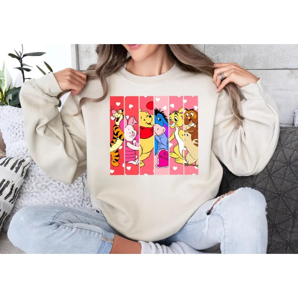Winnie the Pooh and Friends Hoodie – Lässiges, bequemes, locker sitzendes Pullover-Oberteil mit Rundhalsausschnitt, Streetwear