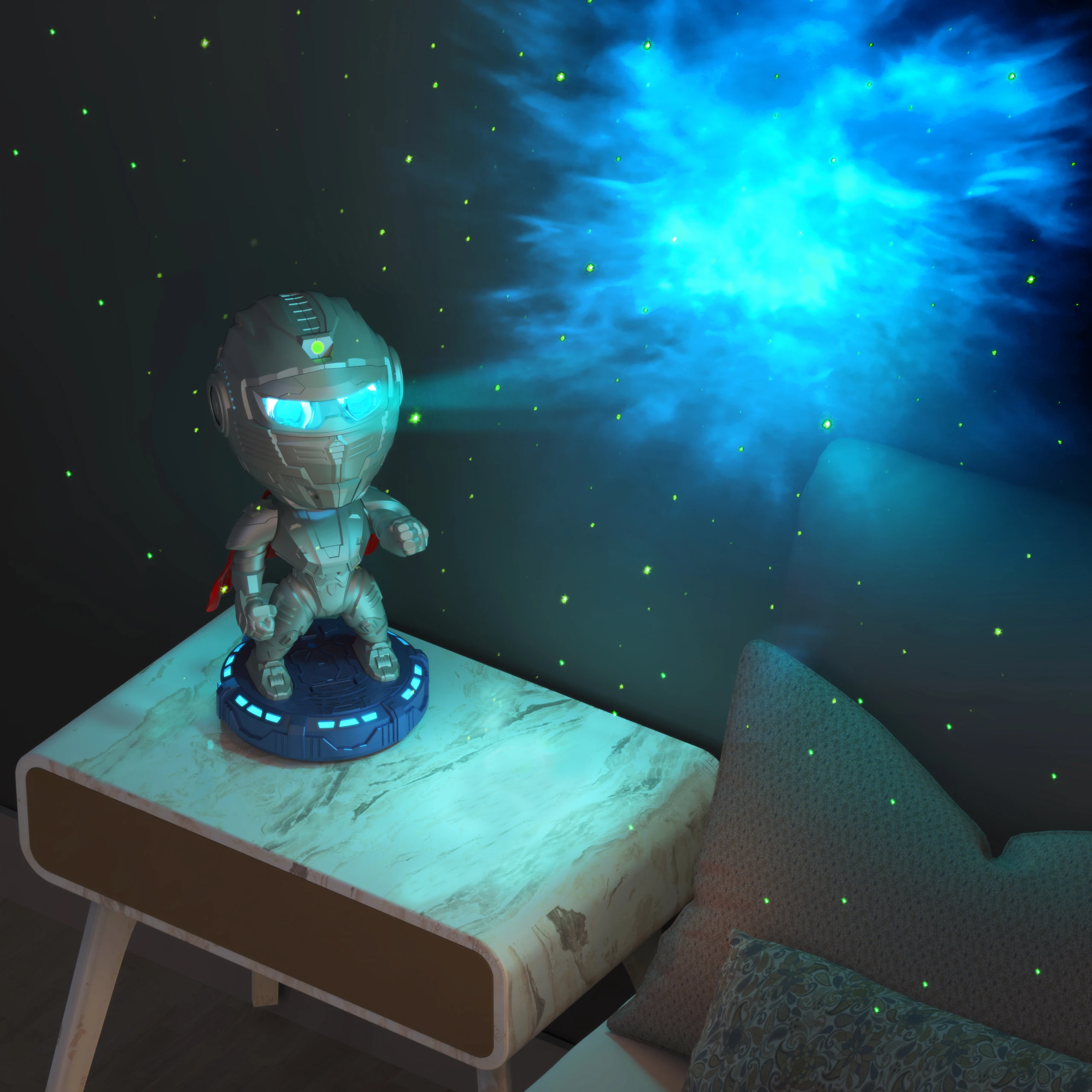 Robot Shape Star Galaxy Projector Lamp Multi‑Color Nebula Night Light For Home Party Gaming Room Ambient Lighting
