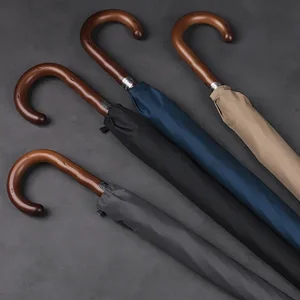 Großer männlicher Regenschirm 12k, Luxusschirme, Windschutz, Firma, langes Holzkabel, Golfschirm, starker Regen, Geschäft 9 Hauptverkäufe hölzerne Holzwache - №9