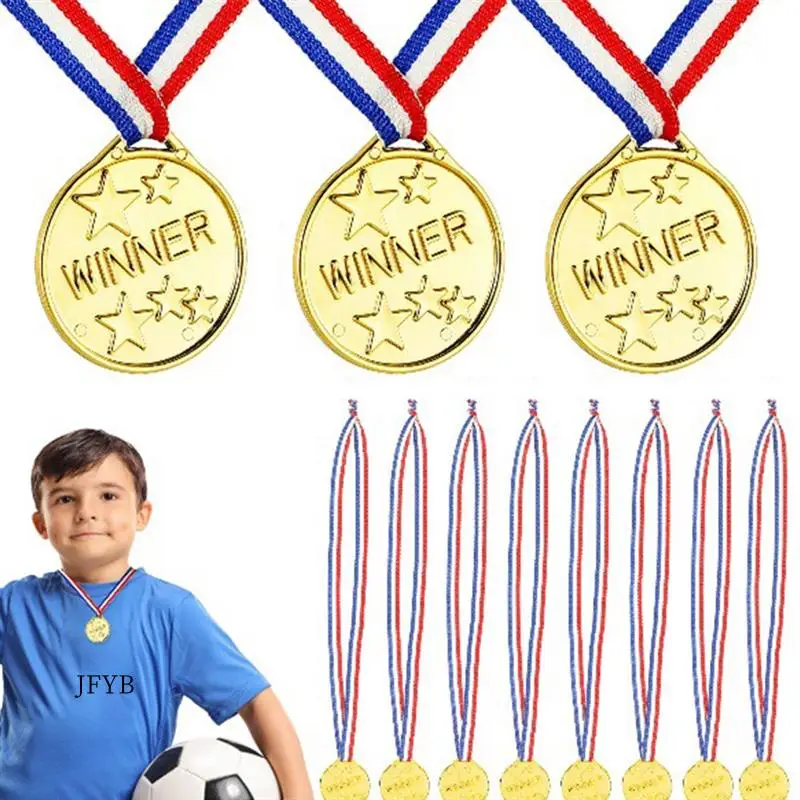 

JY-100 Pcs Children's Medal Football Games Medals Party Supplies Metal Sports Day Kids Golden Award For Basketball Soccer