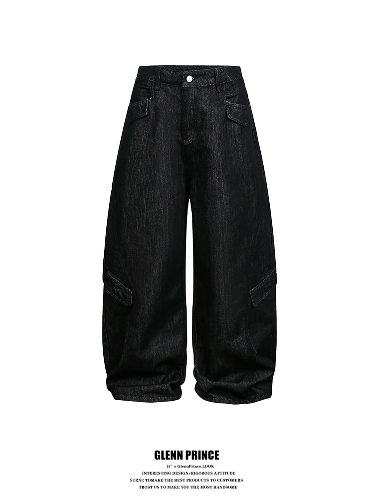

Classic American Retro Men's Denim Jeans Multi-Pocket Original Color Durable Straight Cut Casual Fashionable Workwear Trousers