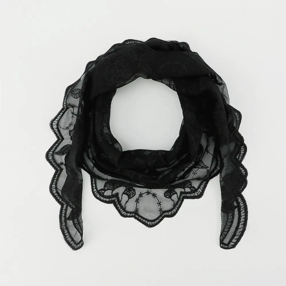 أزياء الجوف خارج الدانتيل وشاح الشعر رقيقة خمر مثلث العصابات الشعر التطريز أغطية الرأس الأنيقة للنساء الفتيات