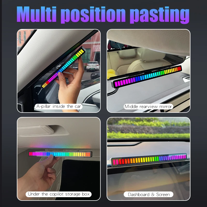 LED Car pickup lamp music rhythm light bar strip atmosphere accsesories interior dashboard decoration ornament sound control RGB