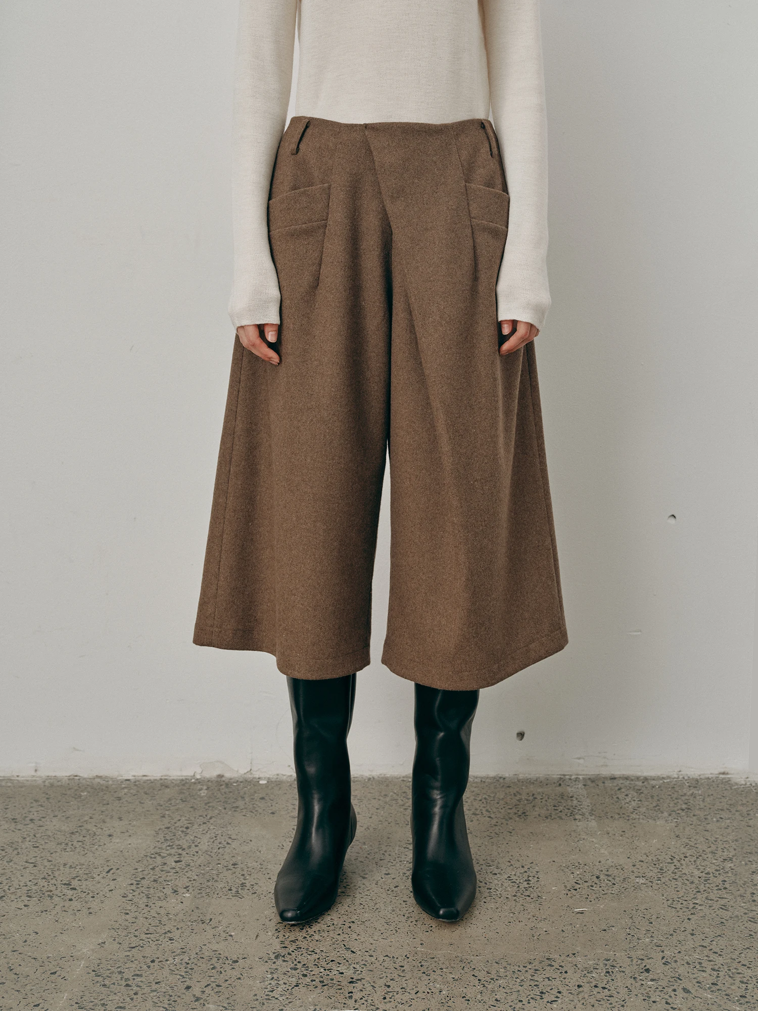 

Шерстяные брюки Cleanfit с широкими штанинами для женщин, дизайнерские, с отворотами, повседневные, из полиэстера