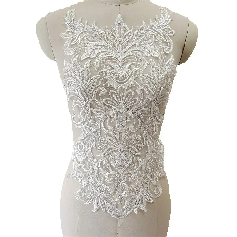 1 шт., кружевная нашивка с вышивкой и блестками, свадебное платье невесты, нашивка спереди, груди, сзади, аксессуары «сделай сам», 30x48 см