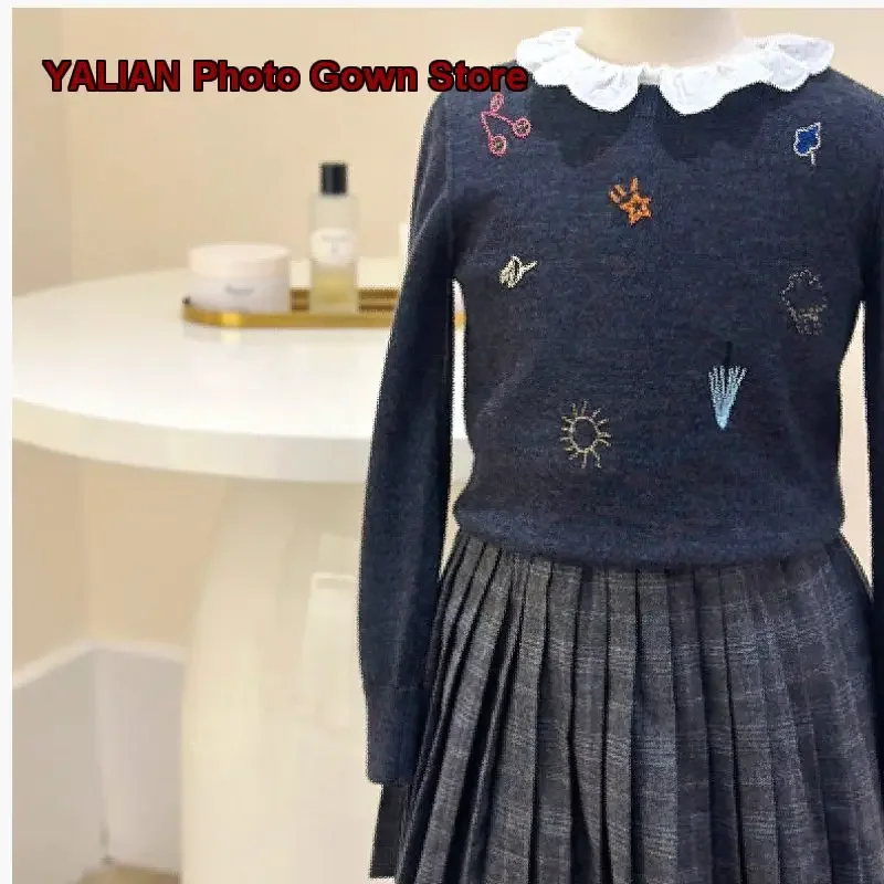 2026 Autumn Winter Girls Long Sleeve Cardigan Kids Solid Color Elegant Western Style Top Long Sleeves