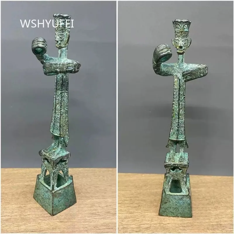 Sanxingdui Bronze Figure Statue Antique Bronze Ware Replica Chinese Ancient Culture Sculpture Desktop Decorative for Home Study