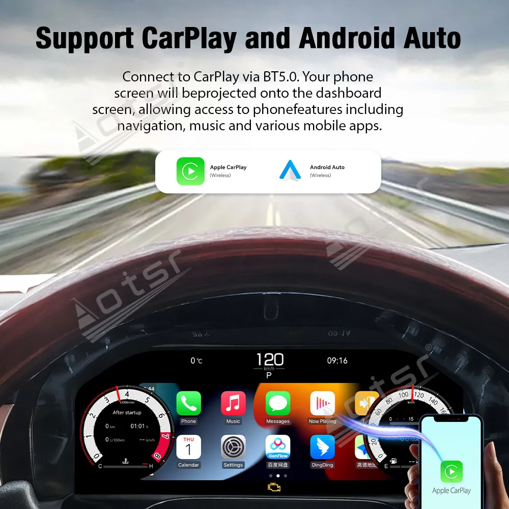 With CarPlay Android Auto Camera For Lexus GX 2010~2016 LCD Dashboard Panel Car Instrument Cluster Modification Display