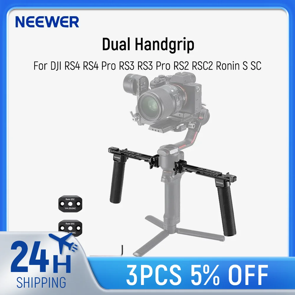 

NEEWER Dual Handgrip Compatible with DJI RS4 RS4 Pro RS3 RS3 Pro RS2 RSC2 Ronin S SC Gimbal, Dual Handle Kit