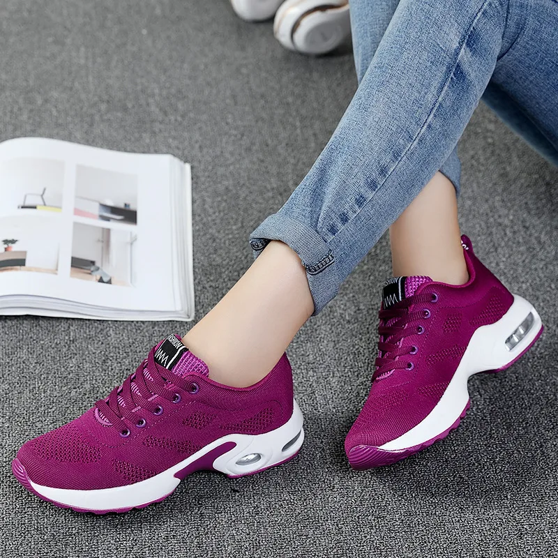 Ladies Trainers Casual Mesh Sneakers Pink Women Flat Shoes Lightweight Soft Sneaker Breathable Footwear Basket Shoe Plus Size 42