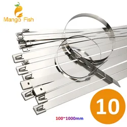 10 20 50 100 200 Pcs 10mm 0.39 inch Exhaust Wrap Multi-Purpose 304 Stainless Steel Metal Cable Tie banding self-locking zip ties