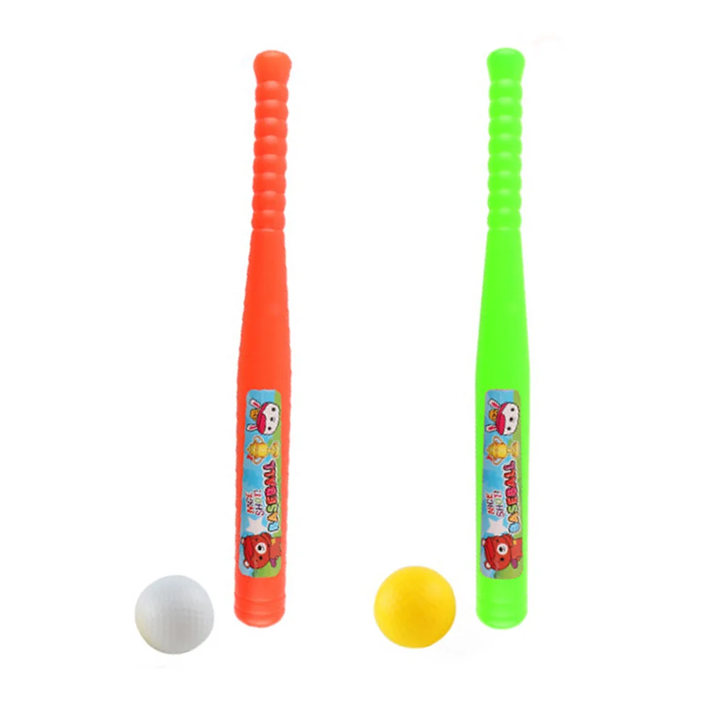 2 PCs Baseball Bat and 2 Pcs Balls Set Safety Colorful Sports Toy Set for Kids Childrens Toddler (Random Color)