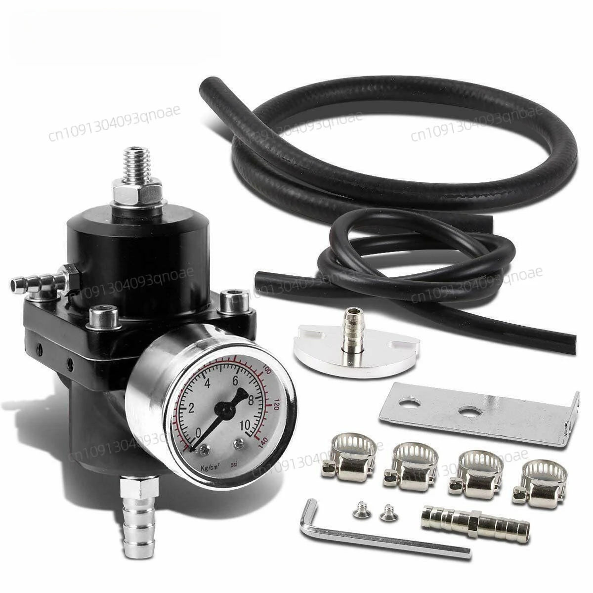 

Aluminum Universal Adjustable Fuel Pressure Regulator + Gauge+ Fitting Kit Black