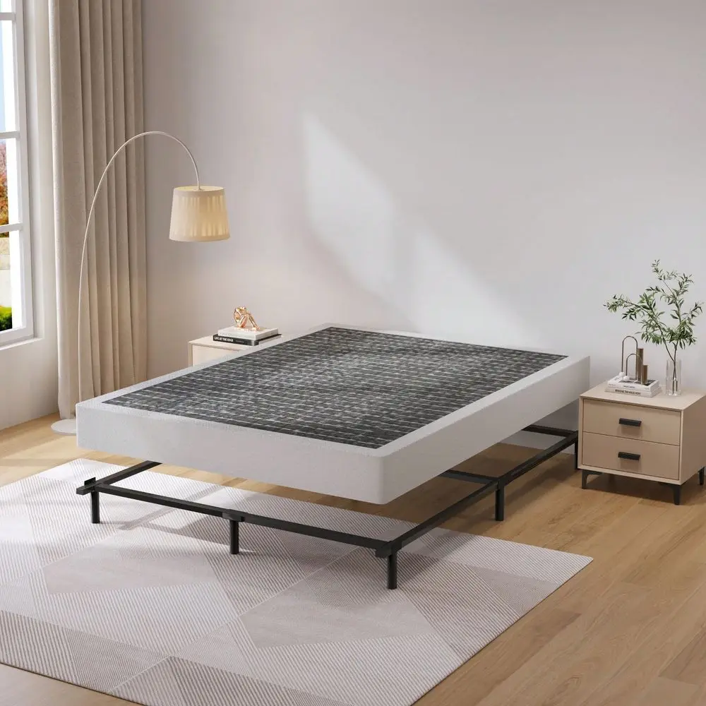 Box Spring Bed Base, 3000 Lbs Black Heavy Duty Metal Mattress Foundation With Easy Clean Fabric Cover, No Noise,Easy Assembly