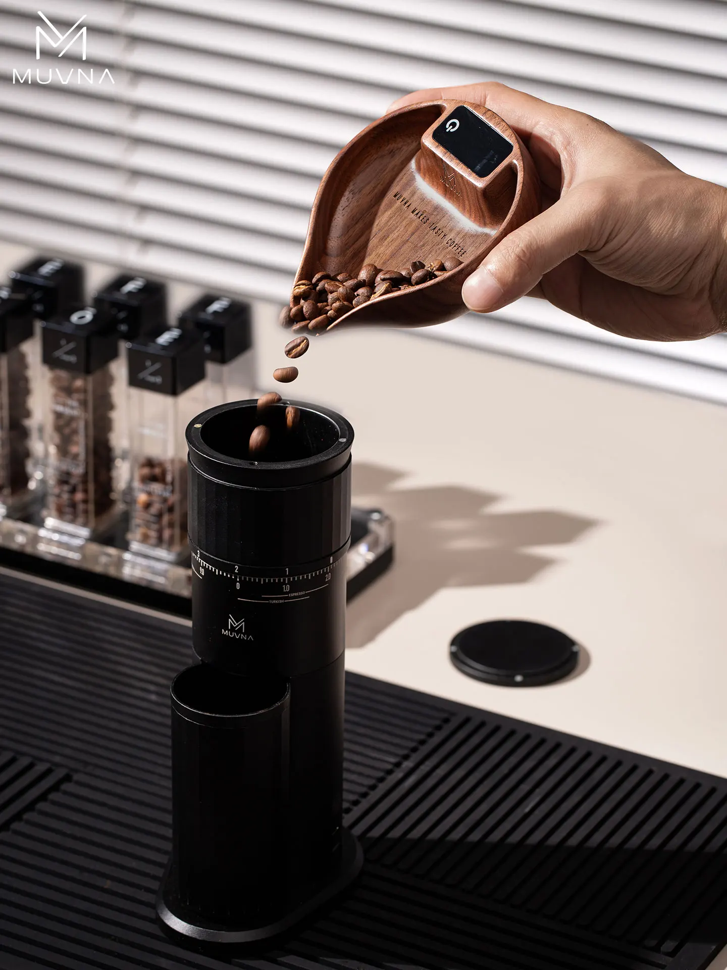ميزان إلكتروني من الجيل الثاني من MUVNA لحبوب البن، ميزان دقيق 0.1 جرام مع بناء من الخشب الصلب غير الملحوم وصنبور صب متكامل #2
