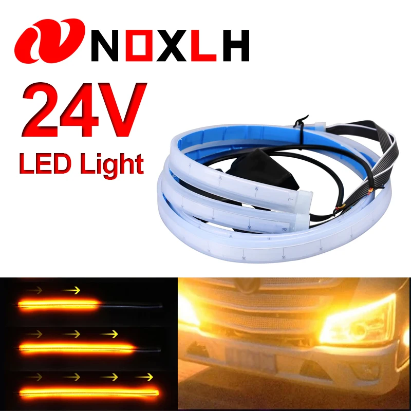 24V Truck Daytime Running Light LED DRL Car Yellow Signal Turn Signal Lamp 60/70CM Suitable Truck Pickup 24V Truck Accessories