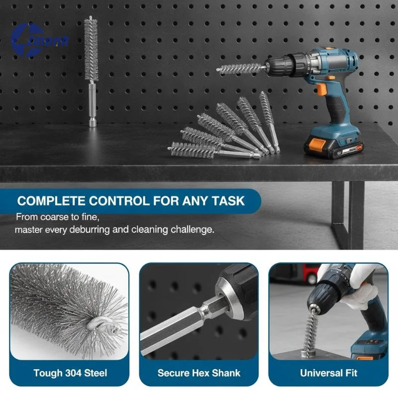New！6/8/10/12/14Pcs 8-19mm Stainless Steel Pipe Cleaning Brush 1/4 Hexagonal Wire Brush For Electric Drill Cleaning Tool