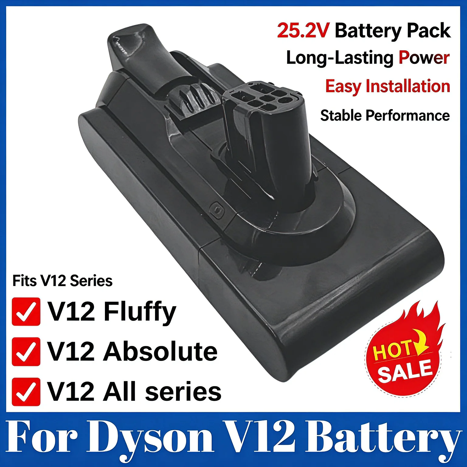 For Dyson V12 Detect Slim Battery Replacement SV20 SV30 Handheld Vacuum Cleaner Rechargeable Li-ion Battery
