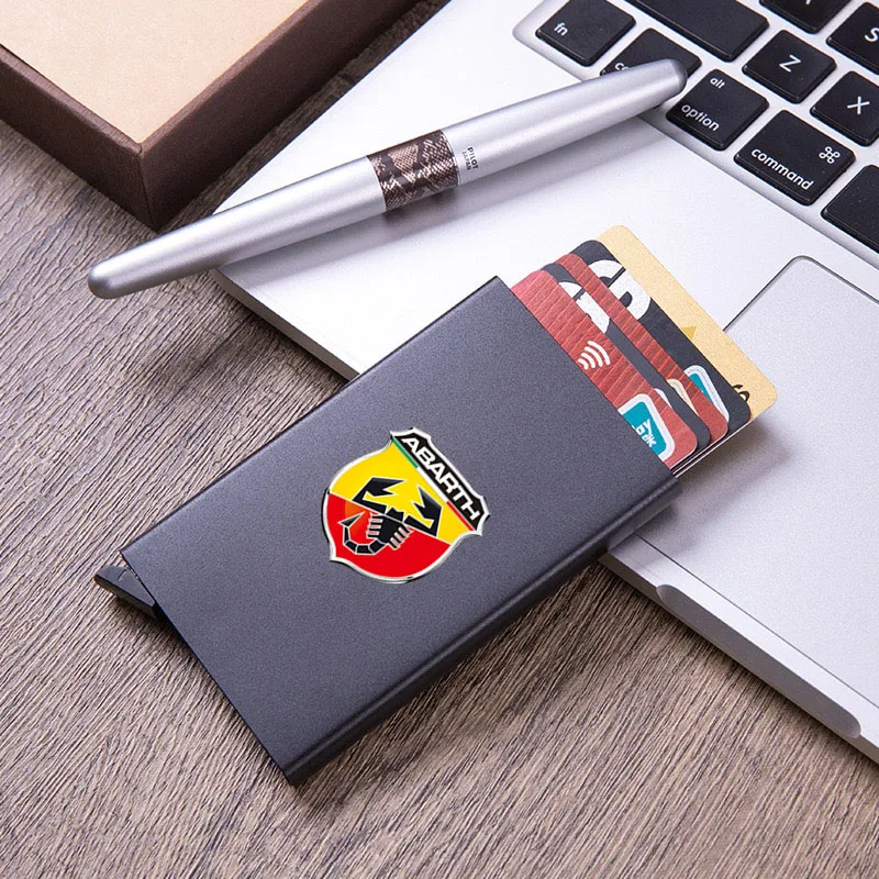 For ABARTH 695 595 500 Spider PUNTO Automatic Metal Anti-theft Smart Wallet ID Card Credit Card Holder Pop Up Credit Card Case