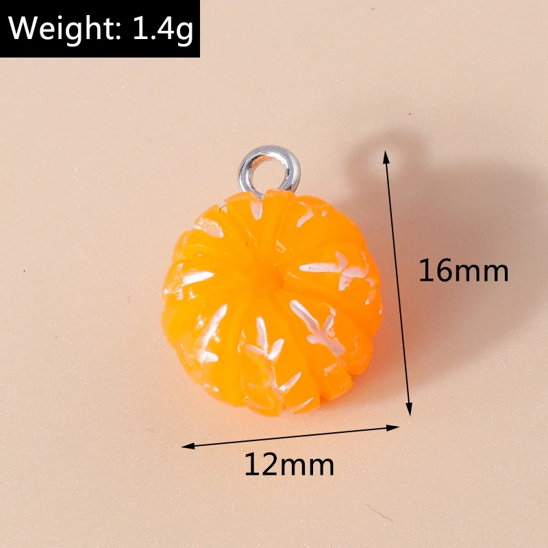 Leslie 10 Stück Niedliche 3D-Erdbeer-Charms aus Harz für Ohrringe, Kürbis-, Apfel-, Mango-, Trauben-, Orangen- und Wassermelonen-Charms und Anhänger – Detail 13