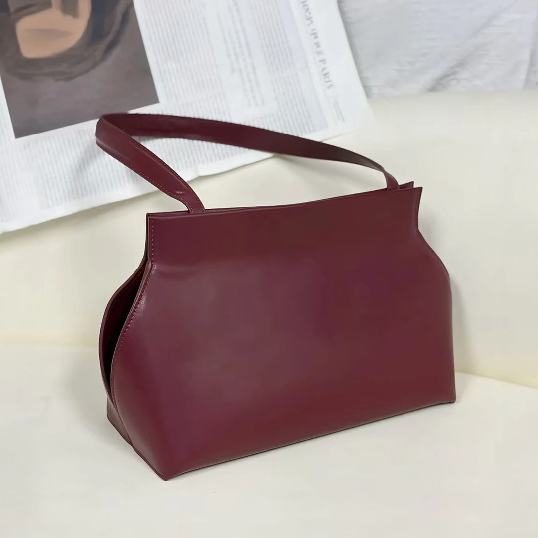 Mendy Canvas Spliced Leather Tote Double Buckle Flap Handbag Structured Trapezoid Shoulder Purse Japanese Korean Minimalist Inte