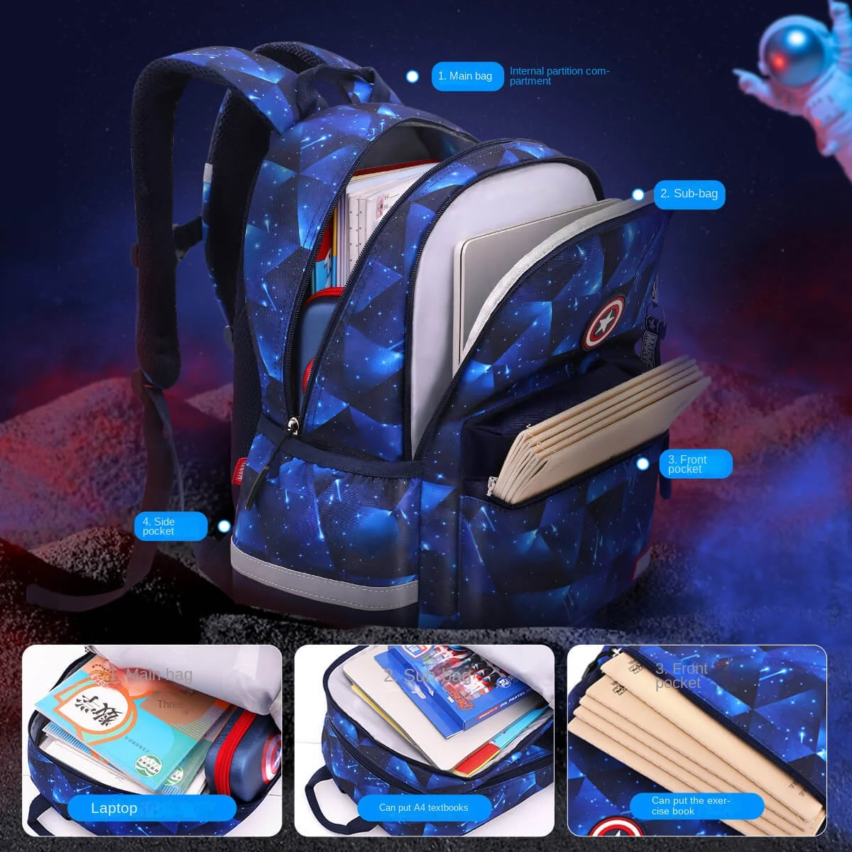 Marvel Leisure Boy School Bag Spider Man Captain America Primary Middle Student Shoulder Orthopedic Backpack Light Mochilas