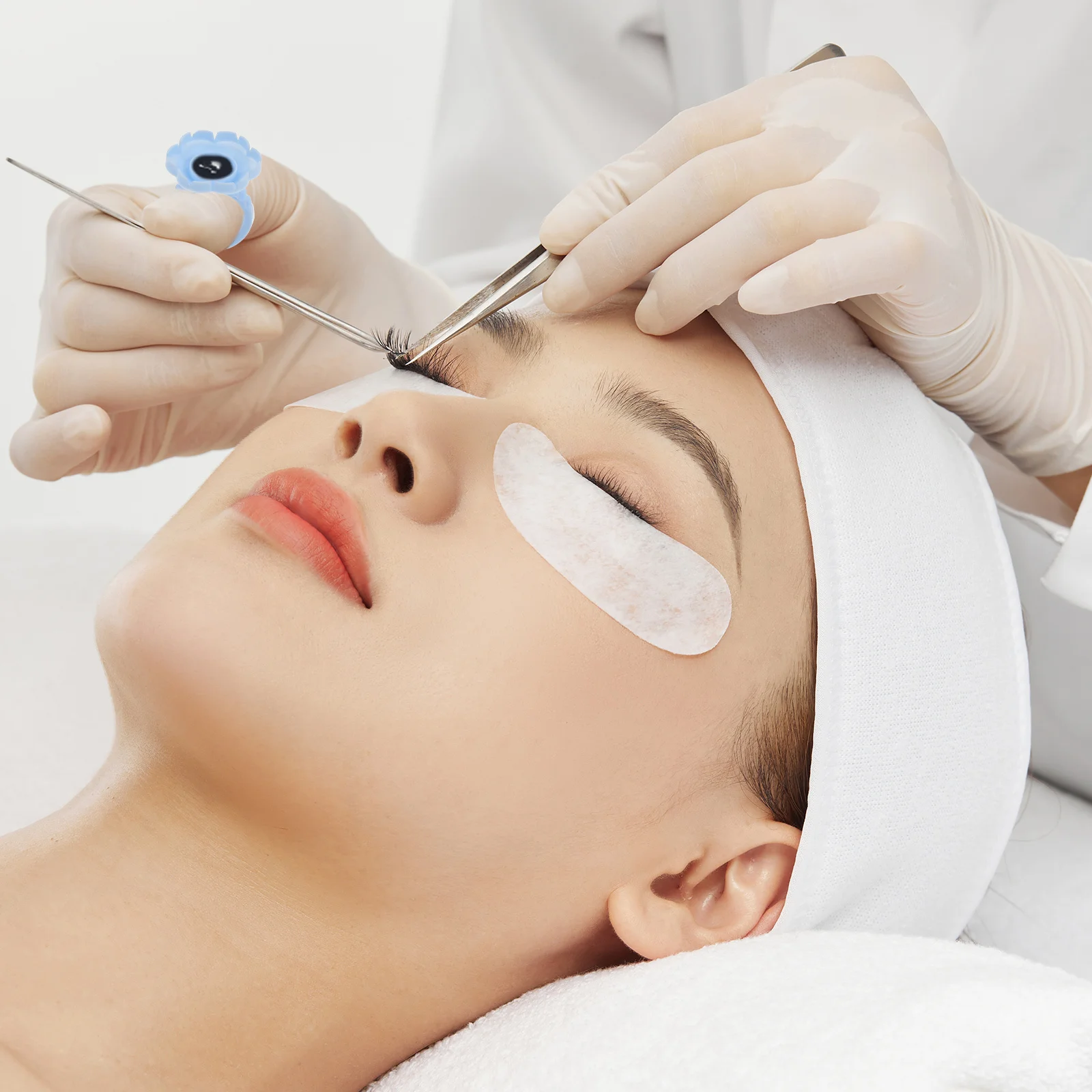 100 قطعة حلقات غراء الرموش أداة ماكياج محمولة كفاءة لاش تمديد ملحق للاستخدام المهني رمش الغراء الدائري #3