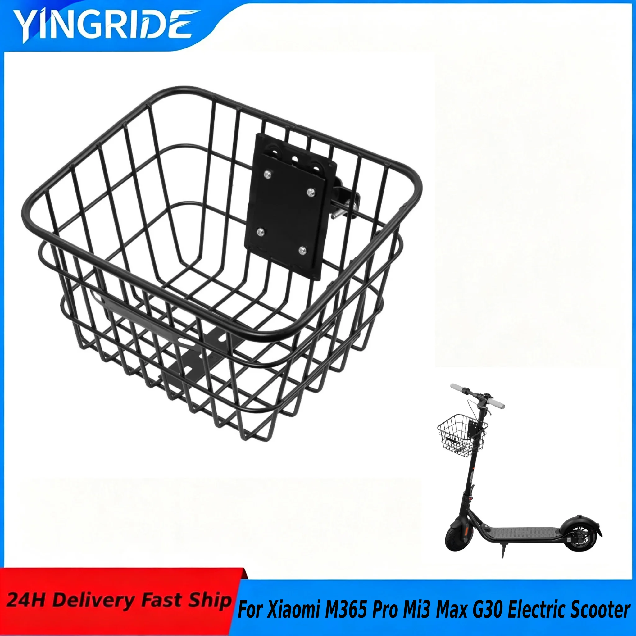 Modifited Stainless Front Handle Basket For Xiaomi M365 Pro Mi3 Max G30 Electric Scooter Organizer Storage Carrier Hanging Baske