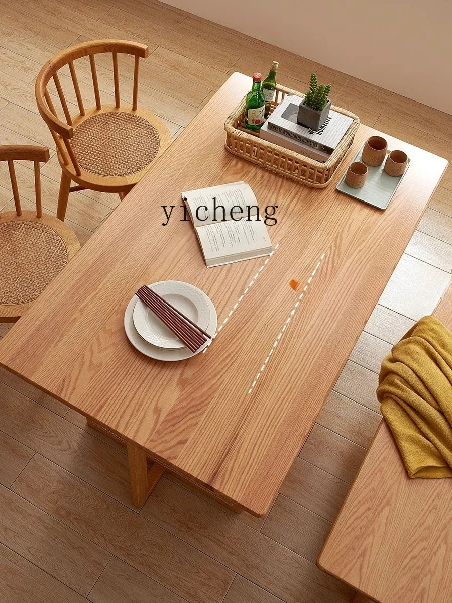 

solid wood dining table rectangular rattan red oak dining table and chair combination household simplicity