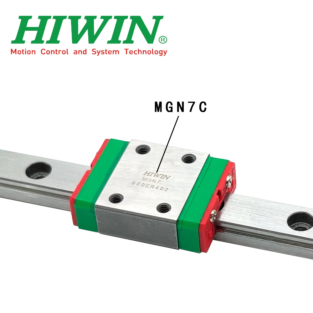HIWIN New Original Genuine 1 Piece MGN7 Micro Linear Guide Rail 30-585mm+1 Piece MGN7C Slider Accessory Suitable for 3D Printer