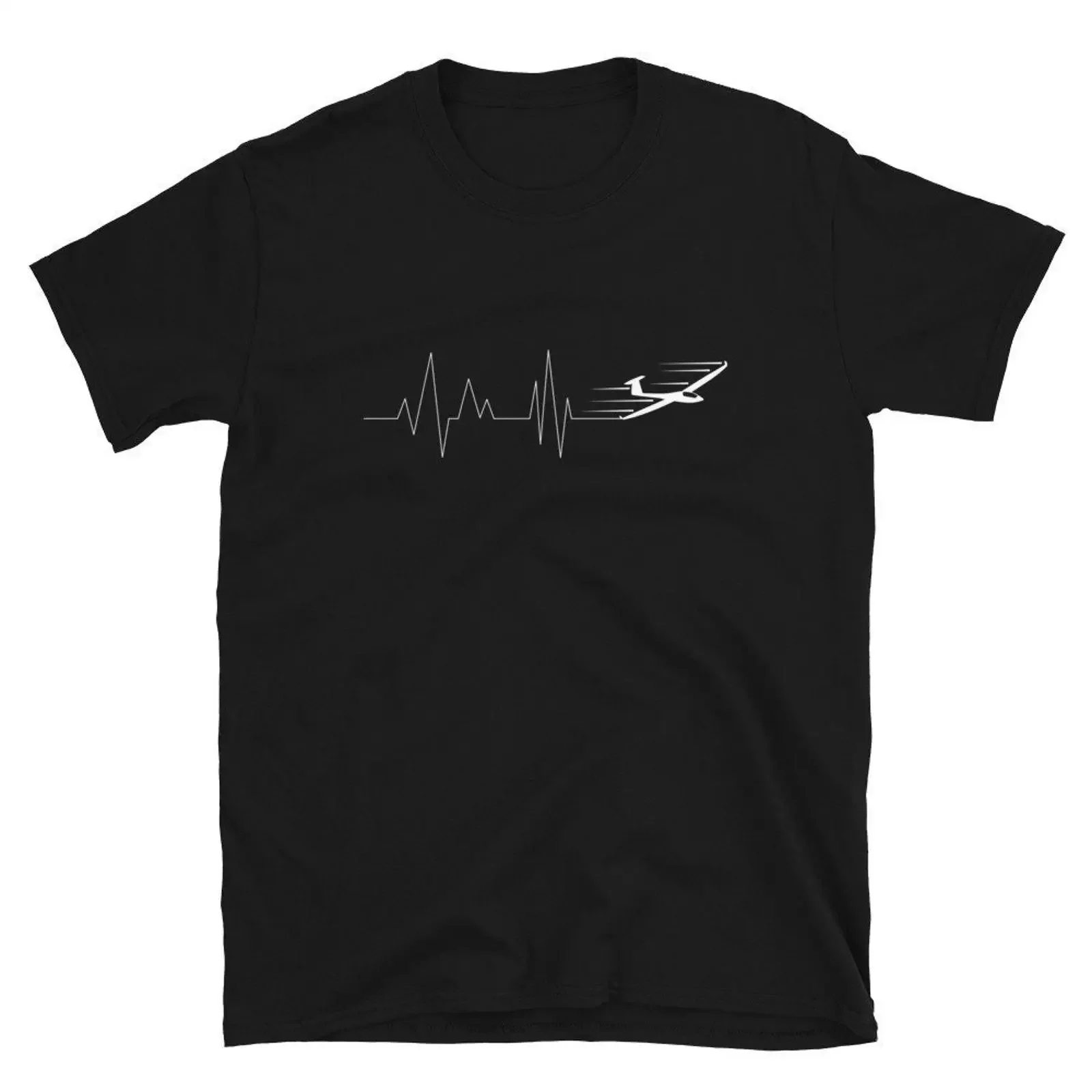 Heartbeat EKG Pulse Sailplane Glider T Shirt Gliding Soaring Pilot Airplane Aeroplane Casual for  vintage Washed homme fashion