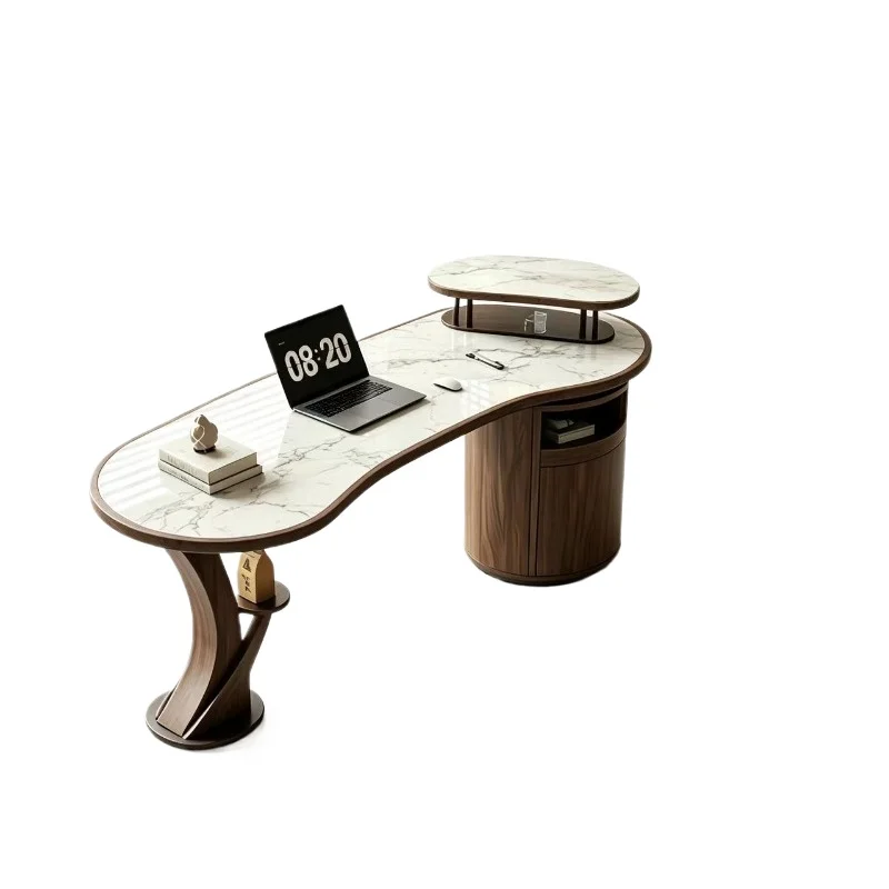 North American black walnut light luxury solid wood slate new Chinese curved office furniture