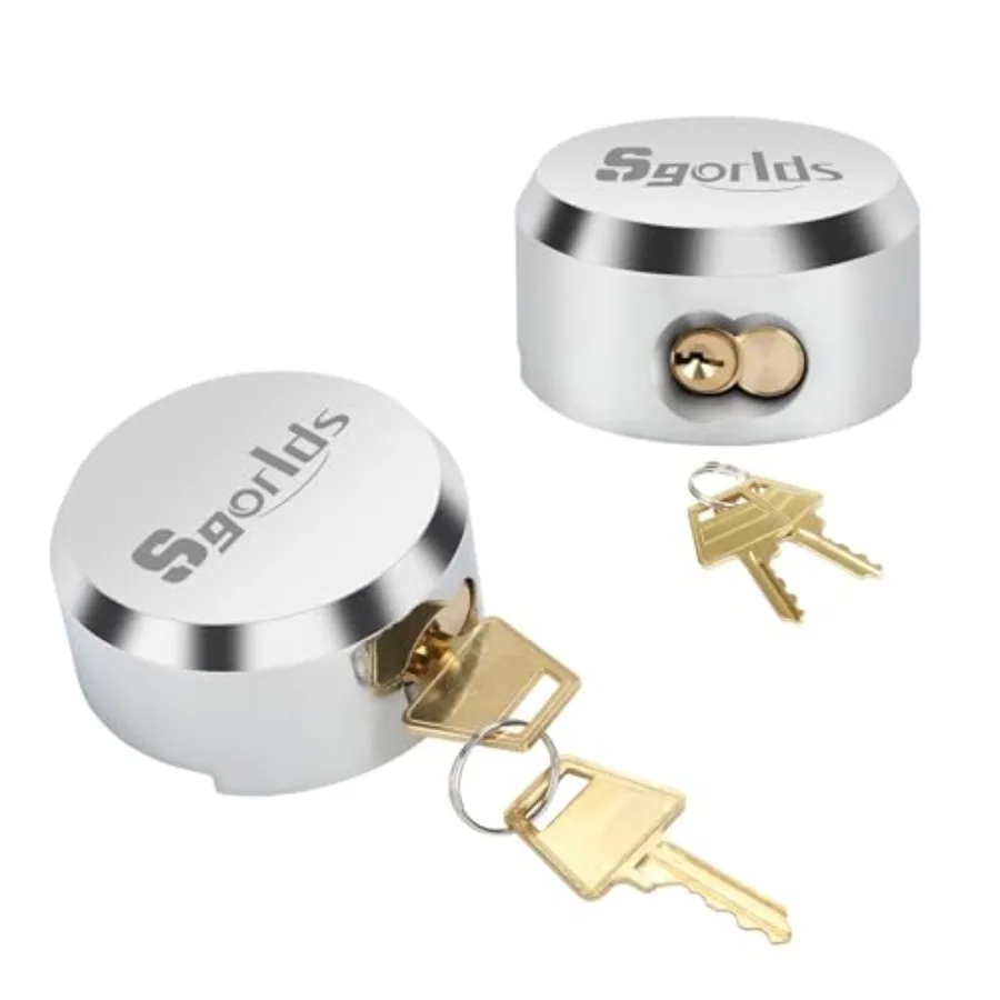Heavy Duty Hidden Shackle Padlocks, Hidden Shackle Puck Lock Keyed Alike Trailer Puck Padlocks with Enlarged Lock for Vans, 2 P