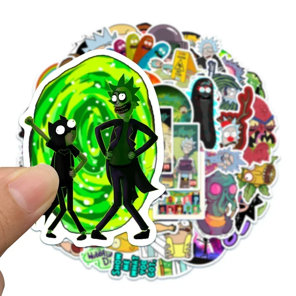 50PCS Ricked Morties Stickers Cartoon Anime Decals Waterproof Skateboard Suitcase Phone Laptop Disney Sticker Cute Kid Toy