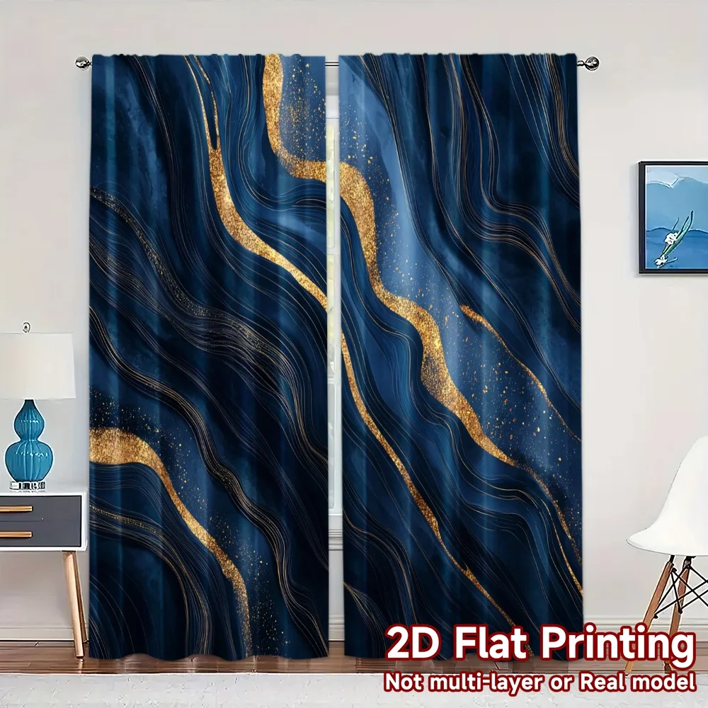 2pcs, 2D FLAT PRINTING Curtains (Without Rod) Cosmic Waves Chic Curtains&Window Treatment Prints Light Filtering Curtains