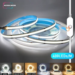 Pasek COB LED światło 400 diod LED/M elastyczna kolba o dużej gęstości taśma oświetlająca Led RA90 ciepła natura chłodna biała taśma USB 5V LED