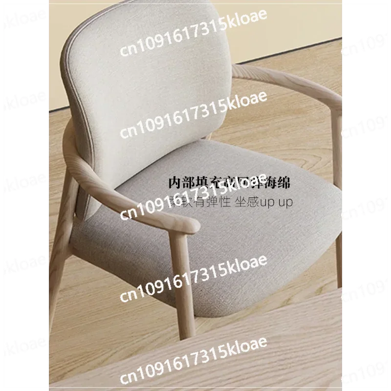 Japanese-style Solid Wood Dining Chair,leather Cushion, Backrest Study Chair, Home Armrest,  Chinese-style Living Room, Study